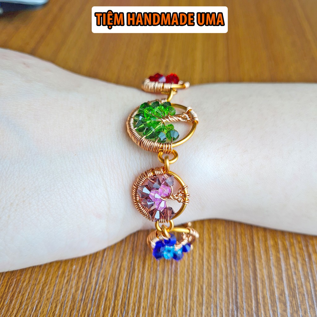 Vòng tay nữ phong thủy tree of life đính đá nhiều màu phong cách boho | BigBuy360 - bigbuy360.vn