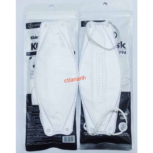 Khẩu trang y tế 4D KG Mask KF94 kiểu dáng Hàn Quốc ( vỏ đen ) túi 5 chiếc
