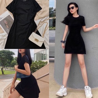 [HÀNG CAO CẤP] Classic Dress - Đầm xoè trơn đen tay ngắn
