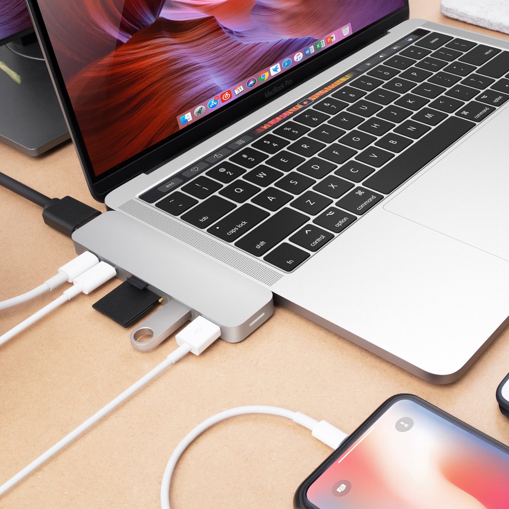 [Cho Macbook Pro/ Air] USB-C Hub Cổng Chuyển HyperDrive Duo 7-in-2 GN28B - Follow HIBUCENTER Giảm 5%