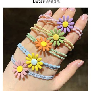 Set 4 dây cột tóc hoa cúc dễ thương, chun cột tóc hoa cúc hàn quốc