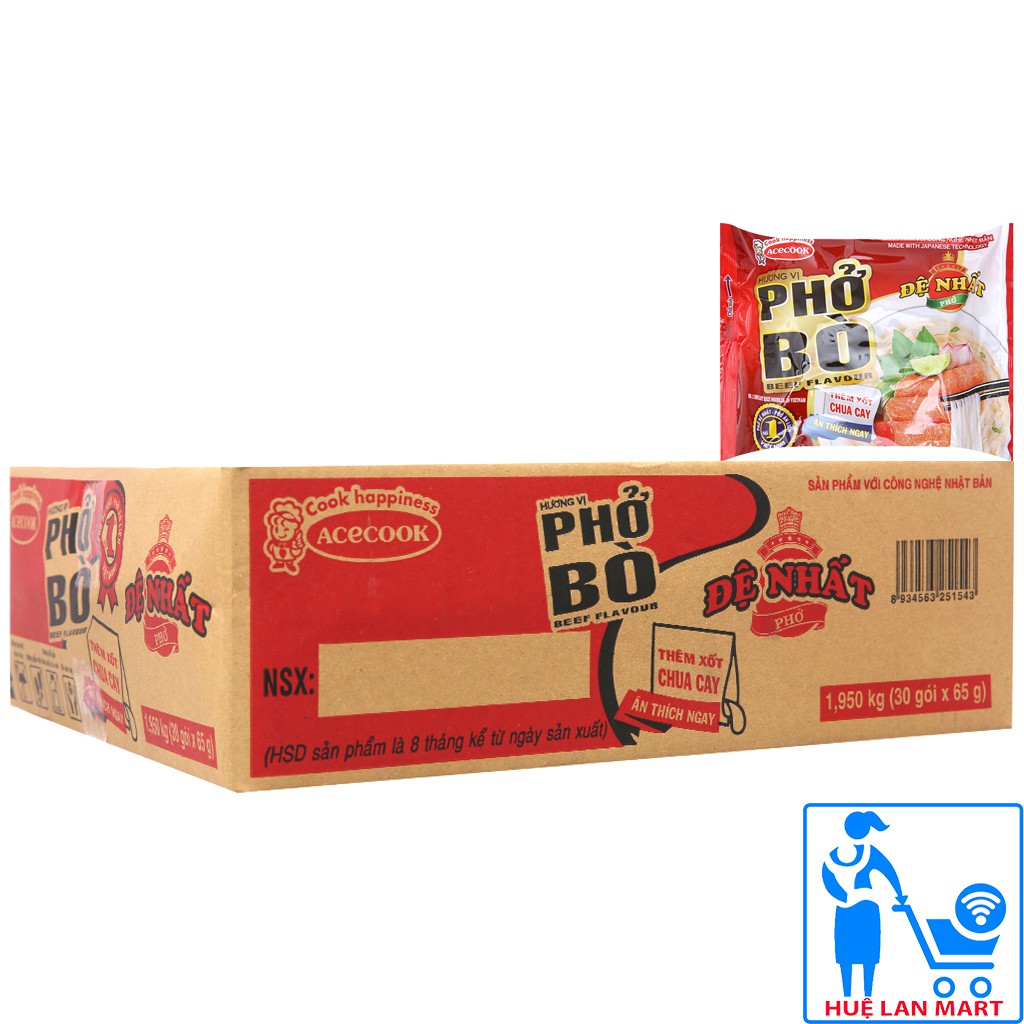 Phở Bò Đệ Nhất Thùng 30 Gói x 65g/gói