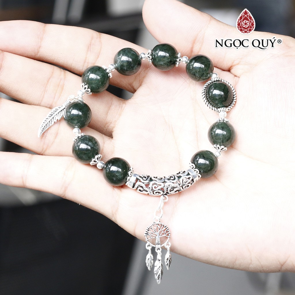 Vòng tay TA tóc xanh xanh phối dream catcher - Ngọc Quý