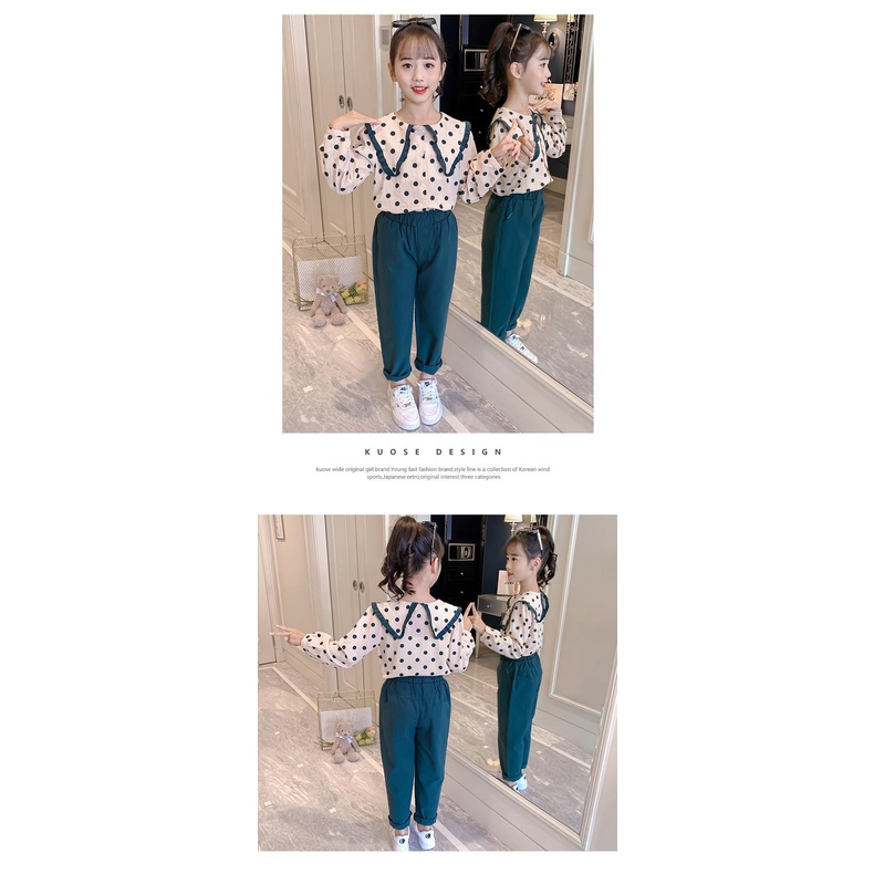 Bộ đồ IQ ANGEL thời trang mùa xuân phong cách preppy Hàn Quốc mới cho bé gái