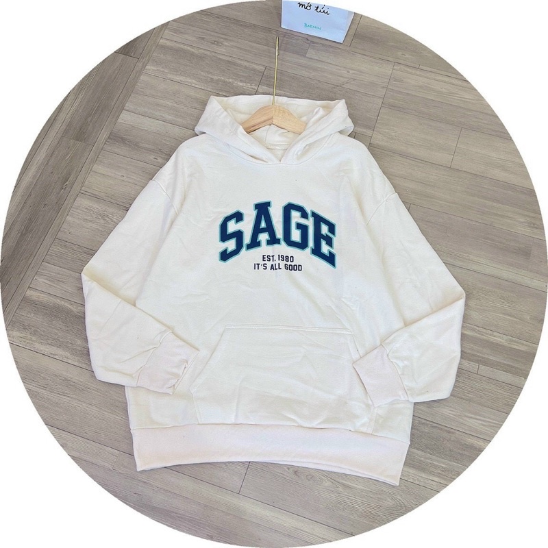 Áonkhoacs hoodie form rộng unisex áo khoác hoodie nữ chất nỉ ngoại cao cấp SAGE