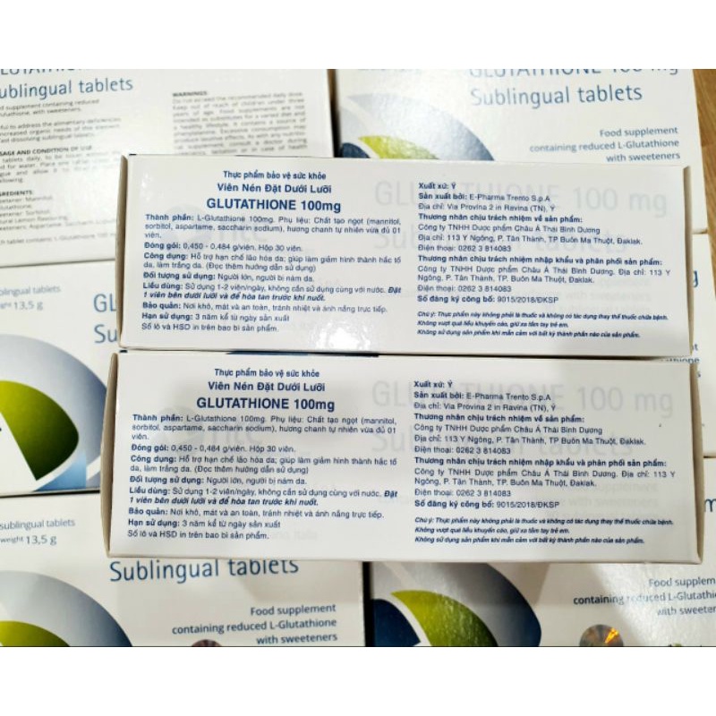 [CHÍNH HÃNG] Viên Ngậm Trắng Da Dưới Lưỡi Glutathione 100mg Nhập Khẩu Italy Sáng Da, Chống Lão Hóa