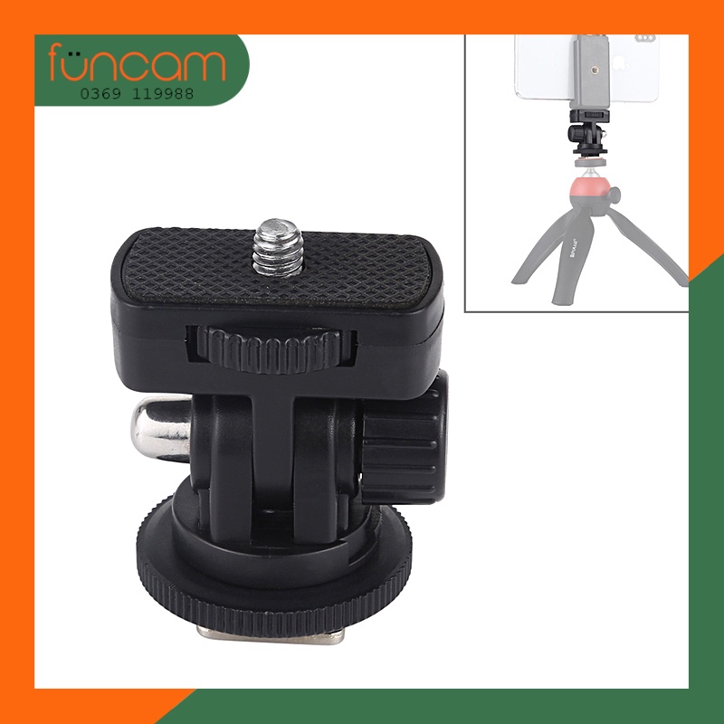 Đầu chuyển đầu 1/4" male gắn lên cold shoe máy ảnh, tripod