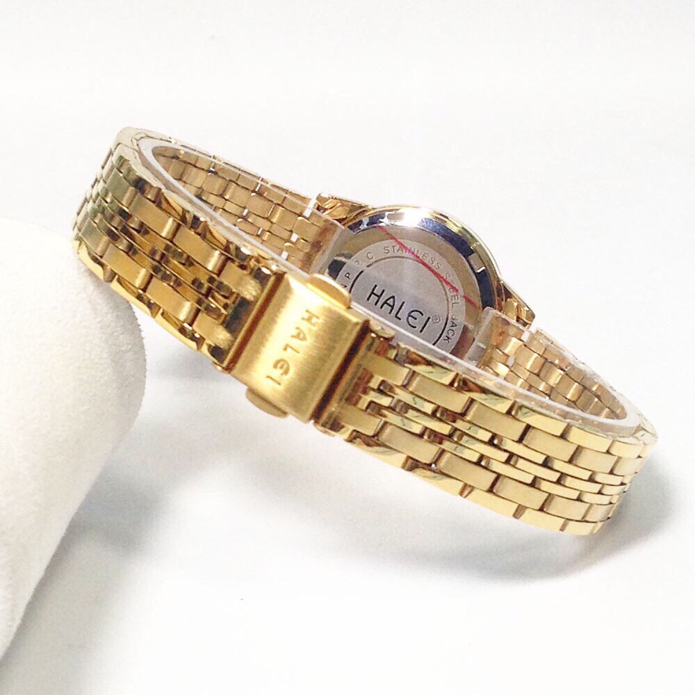 Đồng hồ Nữ dây thép vàng Halei mặt tròn màu trắng chống ghỉ, chống xước, chống nước tuyệt đối HL552 | BigBuy360 - bigbuy360.vn