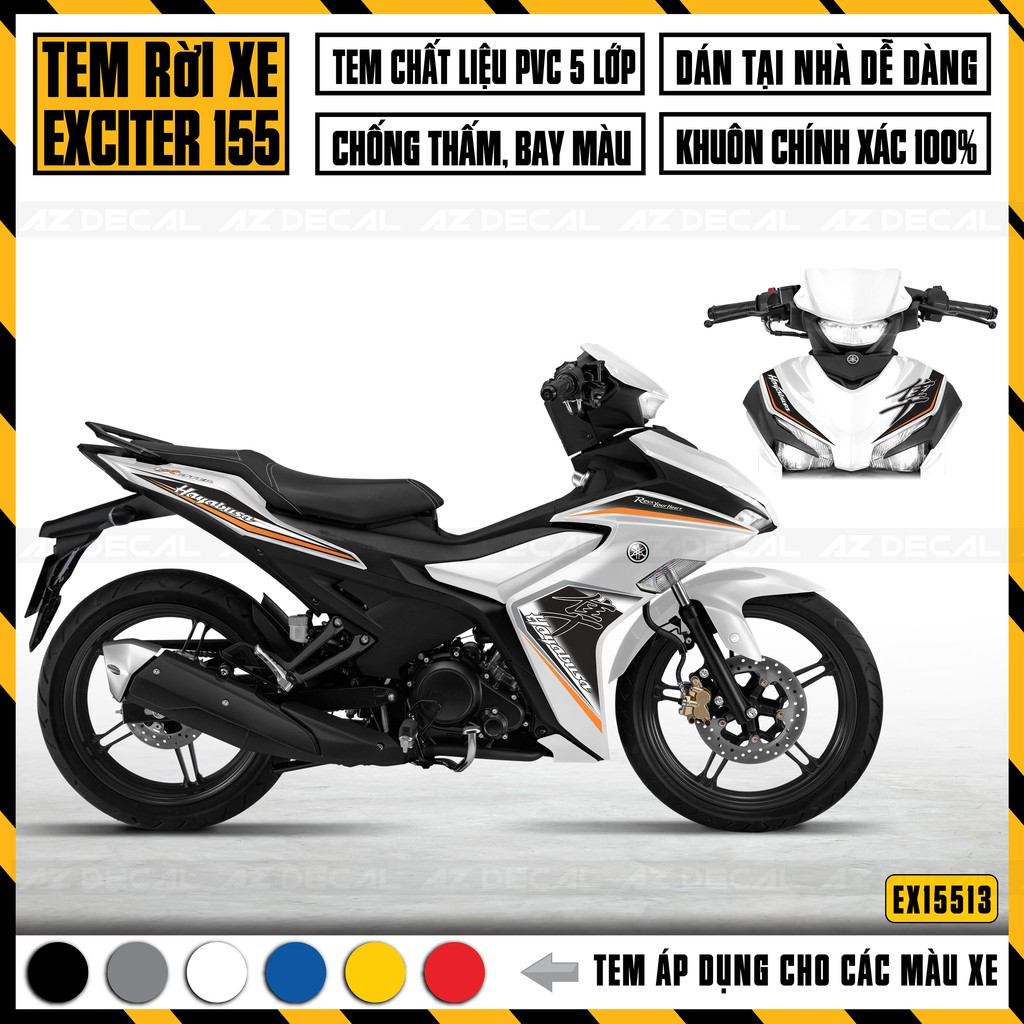 Tem Exciter 155 Hayabusa - Áp Dụng Xe Đen, Trắng, Xanh GP, Đỏ | EX15513 | Decal Chống Nước, Bền Màu, Dễ Dán Ex 155