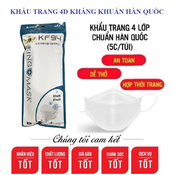 Túi 10 Chiếc Khẩu Trang 4D KF94 Kháng Khuẩn