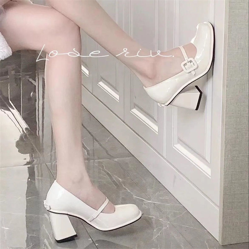 Giày Cao Gót Đế Dày Phong Cách Retro Pháp Cho Nữ