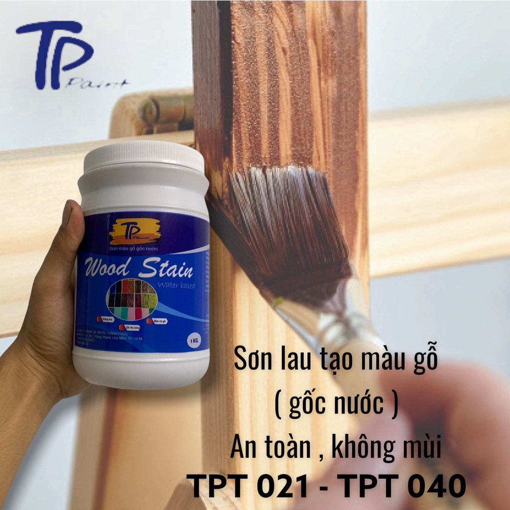 Sơn lau gỗ gốc nước - Bảng màu TPT 021 - TPT 040 , không cần pha dung môi và gây mùi - Wood Stain TPpaint