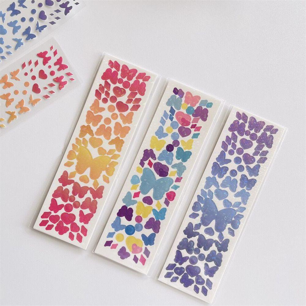 Sticker Hình Trái Tim / Bươm Bướm Màu Sắc Dùng Trang Trí Sổ Tay DIY