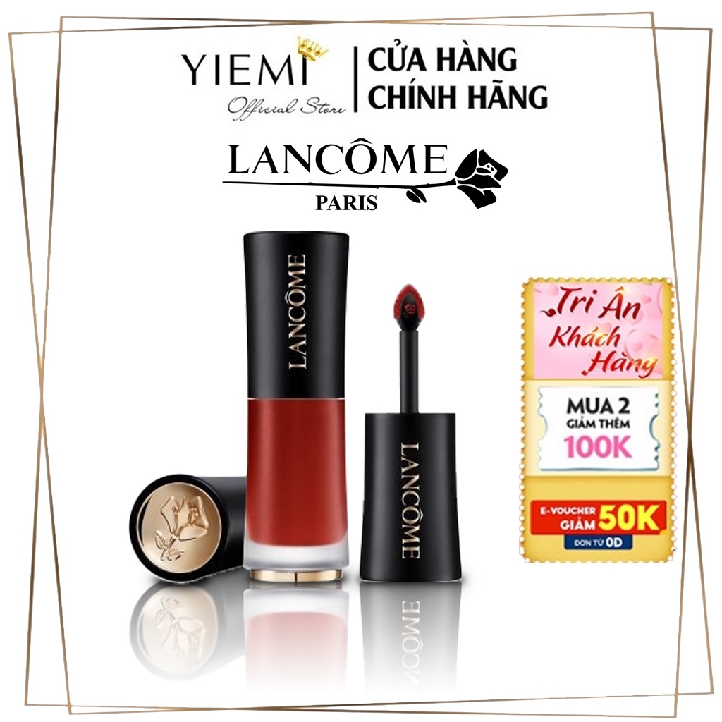 Son kem lì Lancome L'Absolu Rouge Drama Ink 6ml. son dạng lì nhưng không làm khô môi, giữ màu cả ngày dài