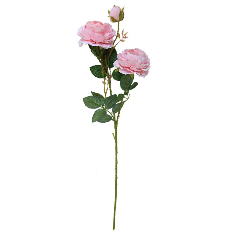 (CAO CẤP - SANG TRỌNG) Hoa hồng mẫu đơn nụ cao - Hoa trà lụa cành 2 bông 8cm 1 nụ- trang trí