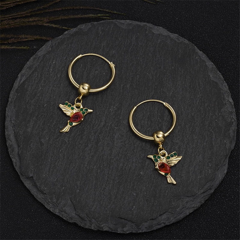 Khuyên Tai Dáng Tròn Đính Đá Pha Lê Hình Chú Chim Thanh Lịch Và Tinh Tế Cho Nữ