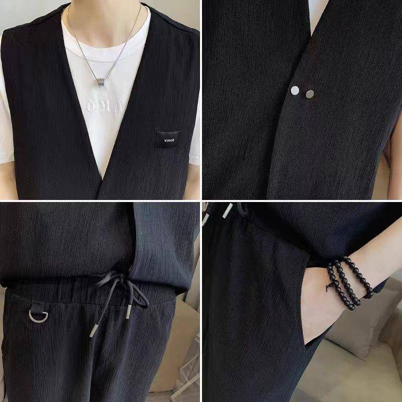 Set Đồ Ba Món Phong Cách Hàn Quốc Thời Trang Mùa Hè Cao Cấp Cho Nam