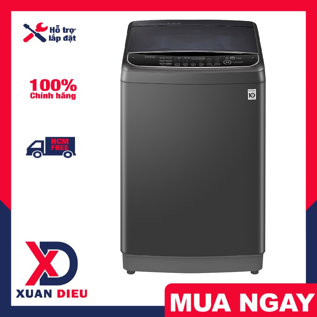 Máy giặt cửa trên LG Inverter 11 kg TH2111SSAB - Giặt nước nóng, Giặt hơi nước, Vệ sinh lồng giặt. Giao miễn phí HCM