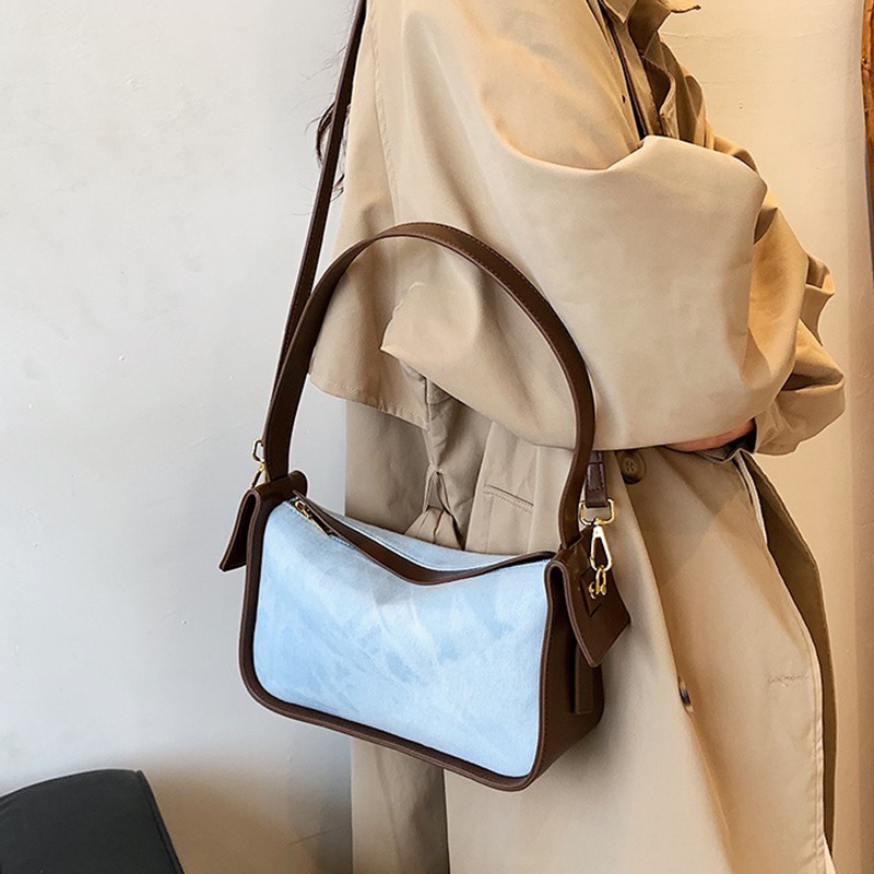 IELGY Túi Đeo Chéo Vuông Nhỏ Bằng Da Mềm Màu Tương Phản Cho Nữ