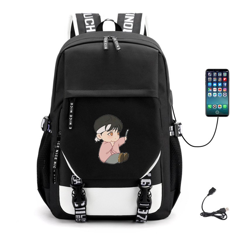 Balo Khóa Trắng Vát in hình Dạ ký boylove anime chibi đi học tiện lợi