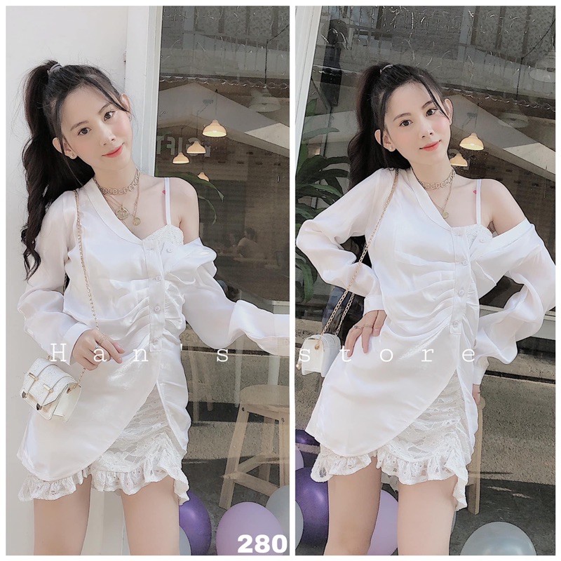 SET SƠMI PHỐI ĐẦM REN ( Ảnh thật)
