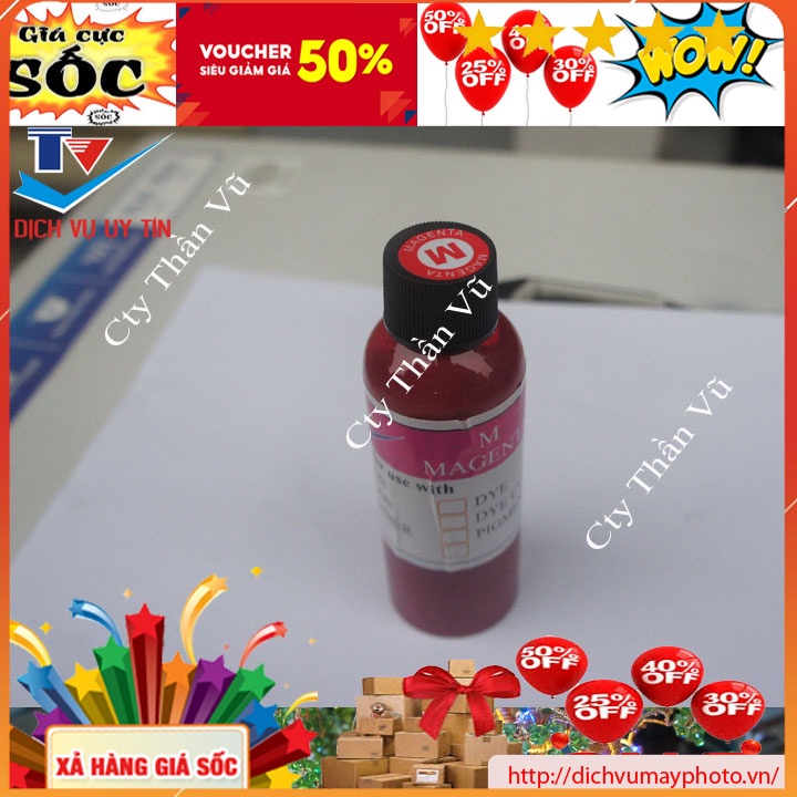 Mực pigment UV loại 100ml cho máy in phun màu chất lượng cao in bám dính decal Amazon chuẩn màu bền đầu in