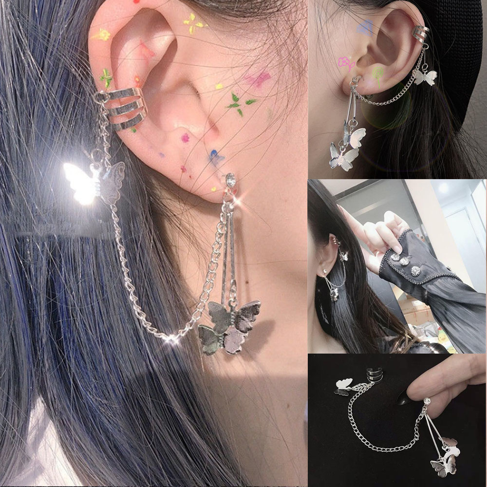 BUTTERFLY Bông Tai Hình Bướm Đính Đá Xinh Xắn Cho Nữ