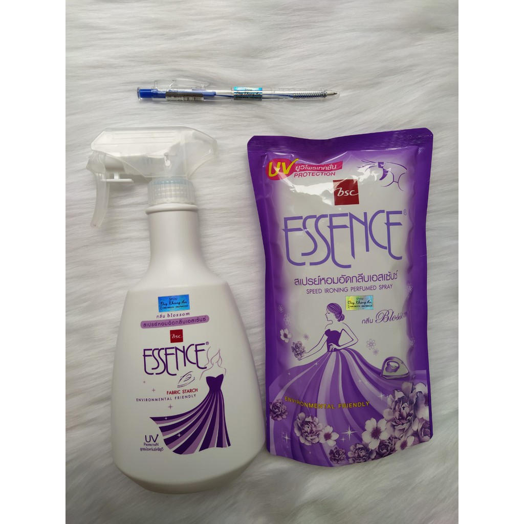 Combo (chai &amp; túi) xịt ủi quần áo Essence Tím nhập khẩu chính hãng