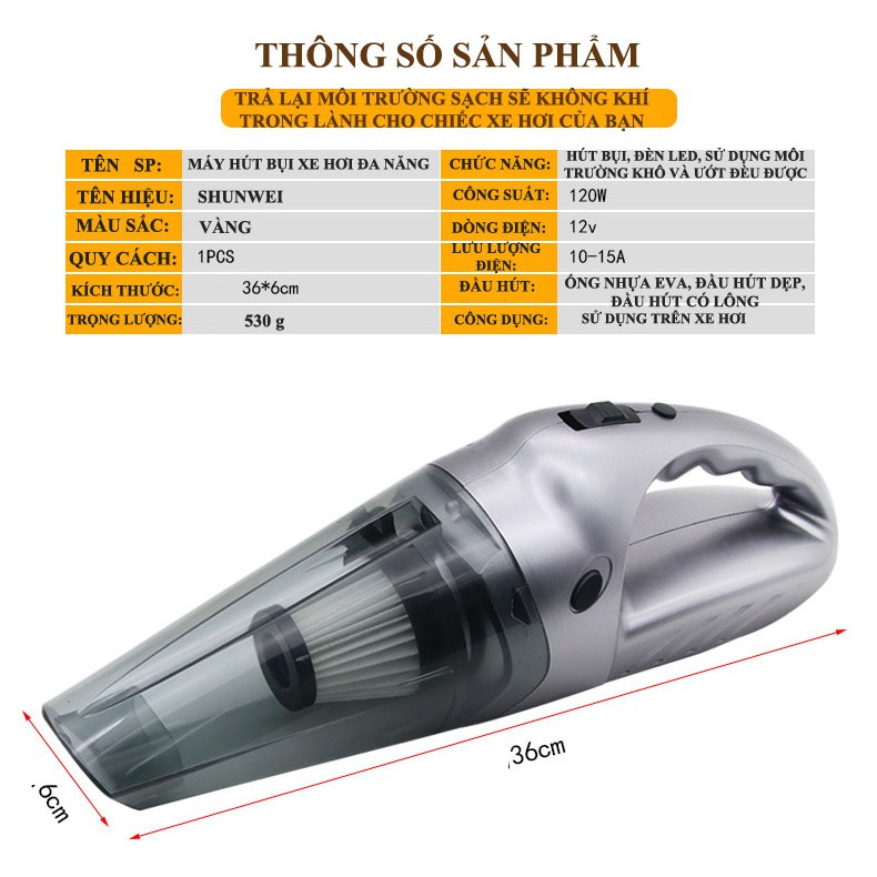 Máy Hút Bụi Xách Tay Sạc Pin Công Suất Mạnh Dùng Cho Xe Hơi | BigBuy360 - bigbuy360.vn