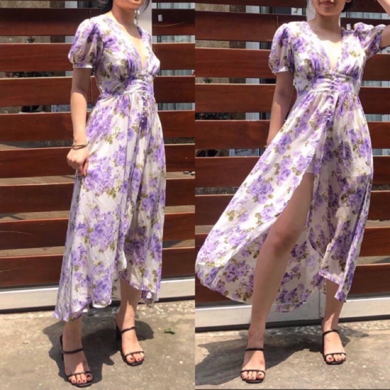 Váy maxi voan hoa khoác đi biển hiệu F21 kèm ảnh thật