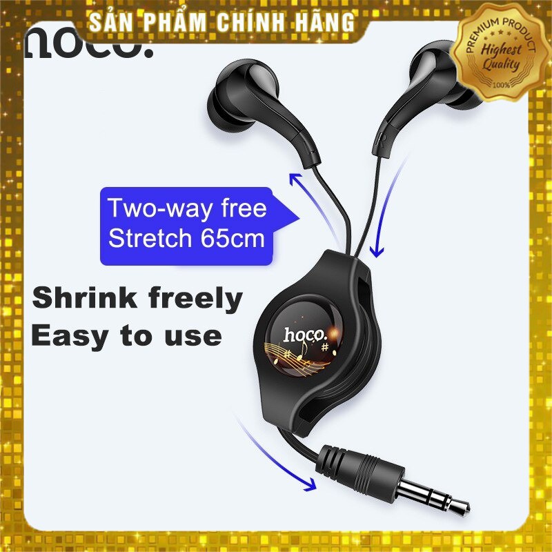 Tai nghe nhét tai dây rút tiện lợi, siêu bass cực mạnh, chuyên nghe nhạc, chơi game Hoco M68  - HÀNG chính Hãng BH6T