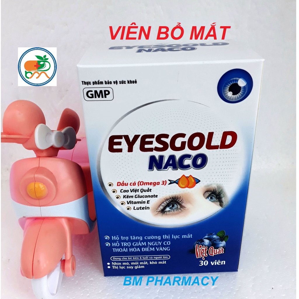 Viên uống bổ mắt EYESGOLD NACO, hỗ trợ tăng cường thị lực, hỗ trợ giảm nguy cơ thoái hóa điểm vàng, đục thủy tinh thể