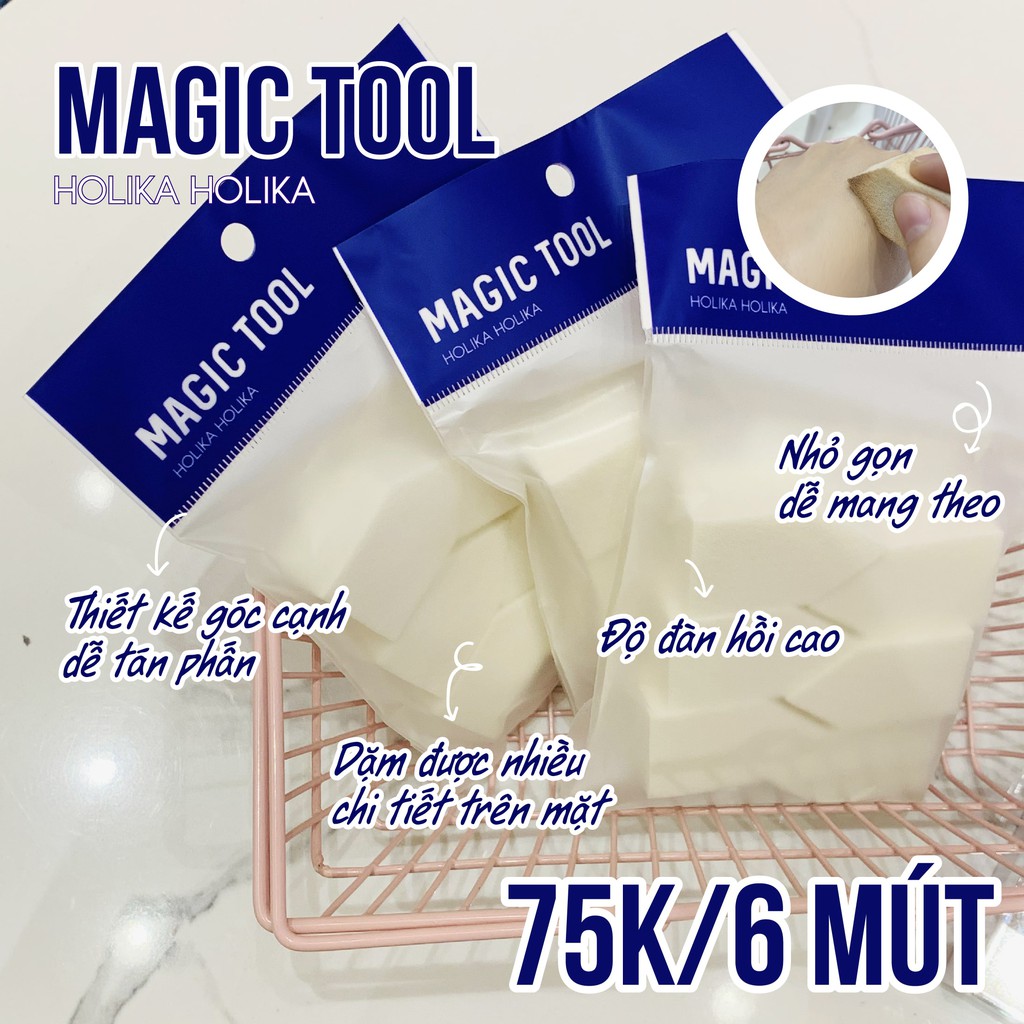 Set 6 mút tán kem nền Holika Holika Magic Tool Foundation Sponge 6P 5x3 (cm)/mút