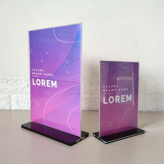 Bảng Mica Kẹp Menu Để Bàn Chiều Đứng - Loại Tốt