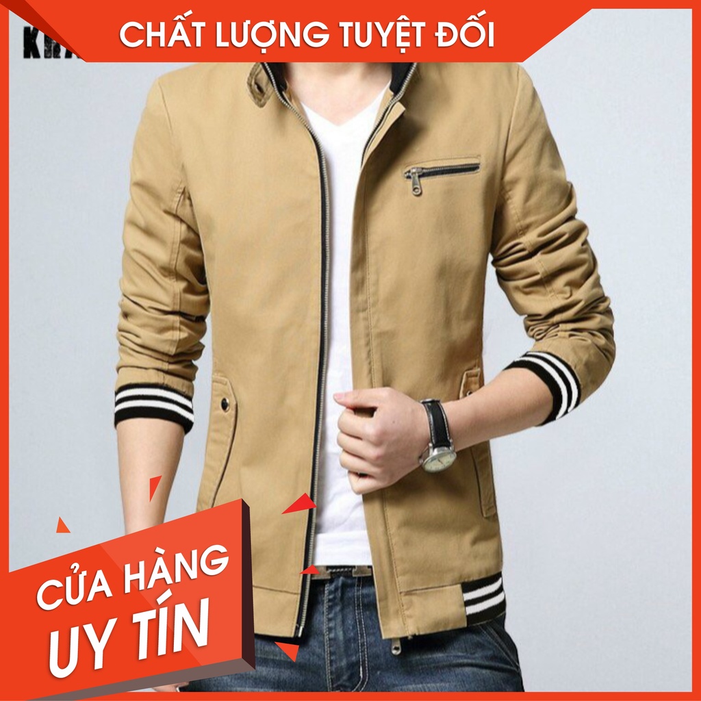 Áo Khoác Kaki Nam Cổ Đứng Phong Cách Hàn Quốc