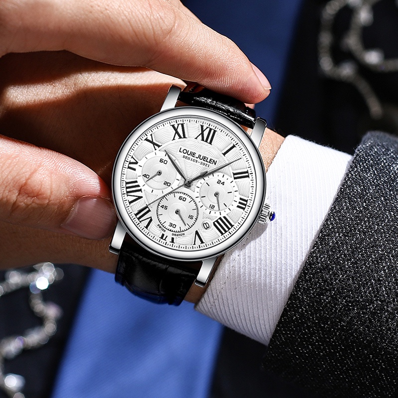 Đồng Hồ Quartz Dây Da Thật Sang Trọng Phong Cách Doanh Nhân Thời Trang 2023