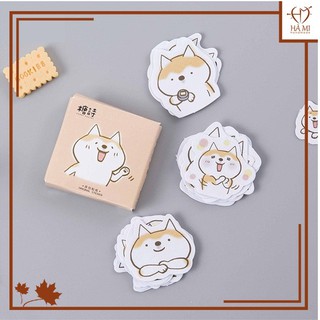 Bộ 45 miếng dán sticker hình cún Shiba dễ thương dùng trang trí sổ tay, tập vở DIY Hà Mi Handmade