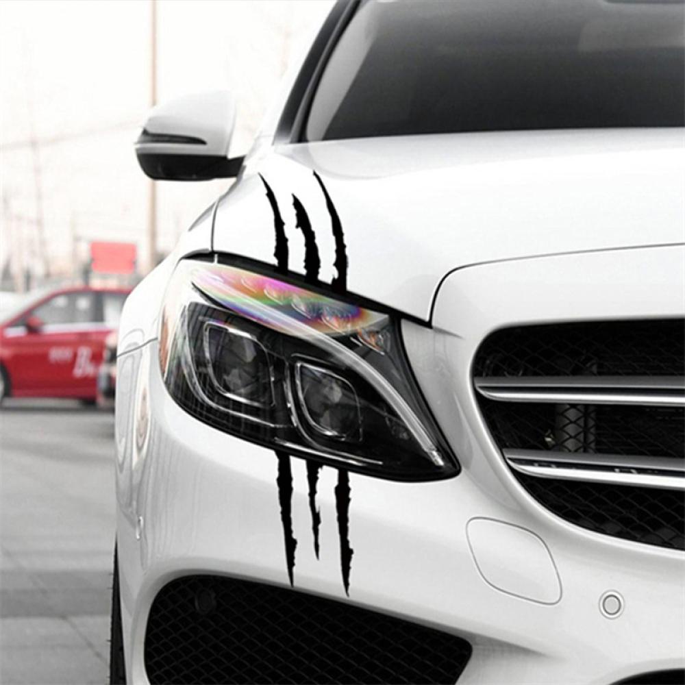 Miếng Dán Trang Trí Đèn Pha Xe Hơi Họa Tiết Kẻ Sọc Phản Quang Hình Vuốt Quái Vật Độc Đáo P4X6