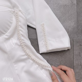 (SALE XẢ HÀNG) Đầm Midi Trắng Thắt Nơ Lưng