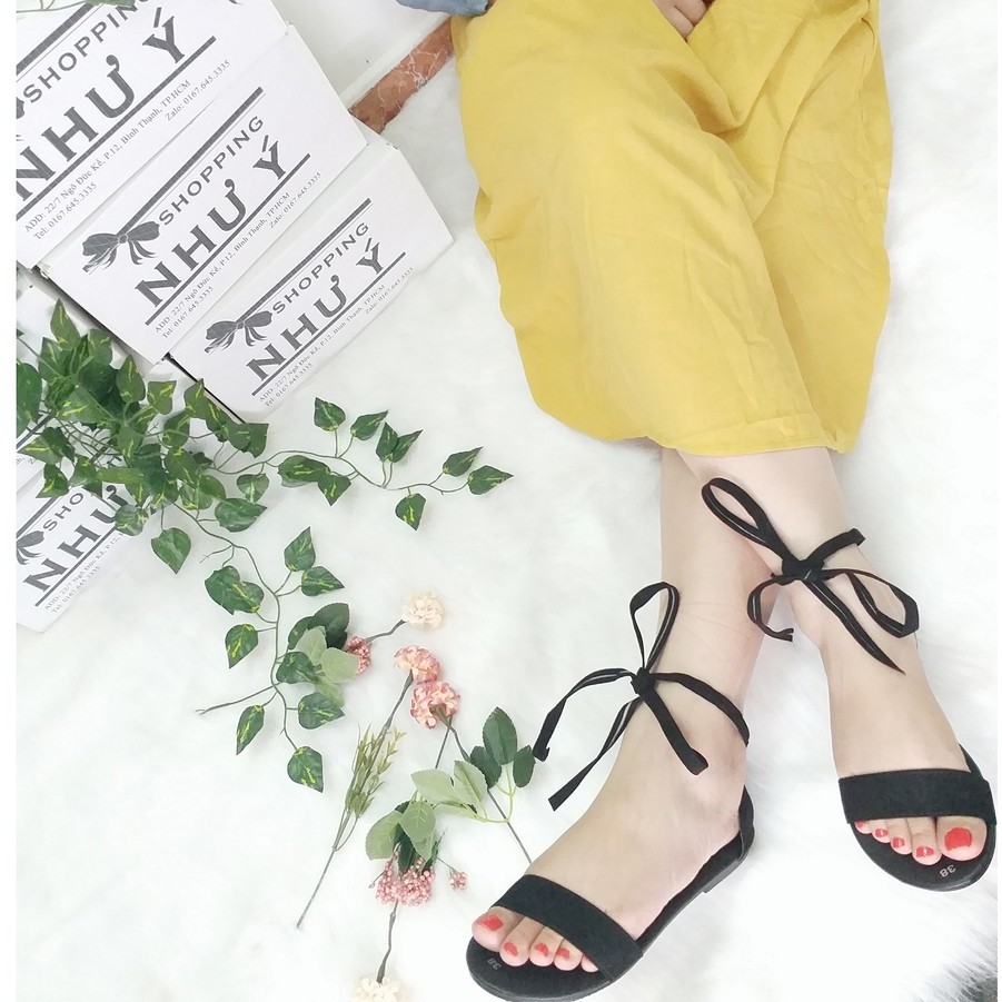 Giày sandal chiến binh cột nơ