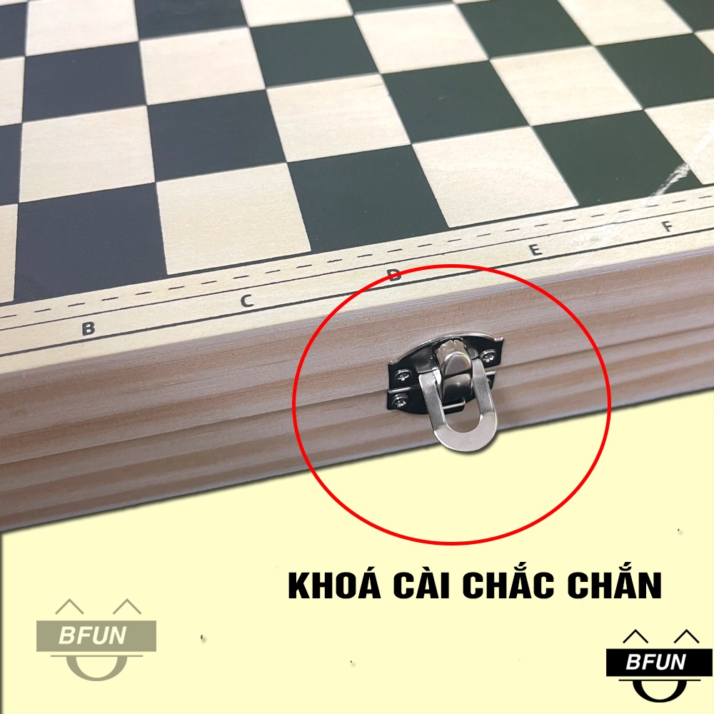 Bộ Cờ Vua 4 IN 1 Cao Cấp - Cờ Vua Bàn Gỗ Kết Hợp Với Cờ Đam Tic Tac Toe, Bắn Quân Cờ, Đồ Chơi Thông Minh Cho Bé BFUN