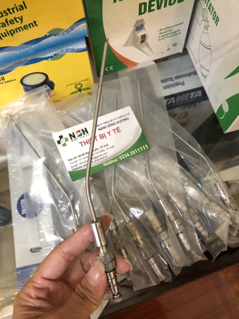 Ống hút dịch,tai mũi họng inox ,hút dịch xoang mũi - ống hút phẫu thuật kim loại thanh quản tai mũi họng số 8