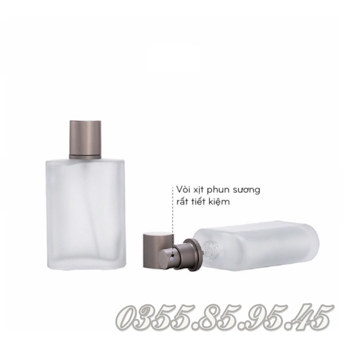 Chai lọ chiết nước hoa hình chữ nhật 30ml / 50ml  THÂN MỜ - Vỏ chai đựng nước hoa, mỹ phẩm, phụ kiện du lịch.