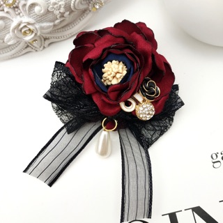 Cài áo Nơ Hoa Hồng bằng lụa handmade - mã 80