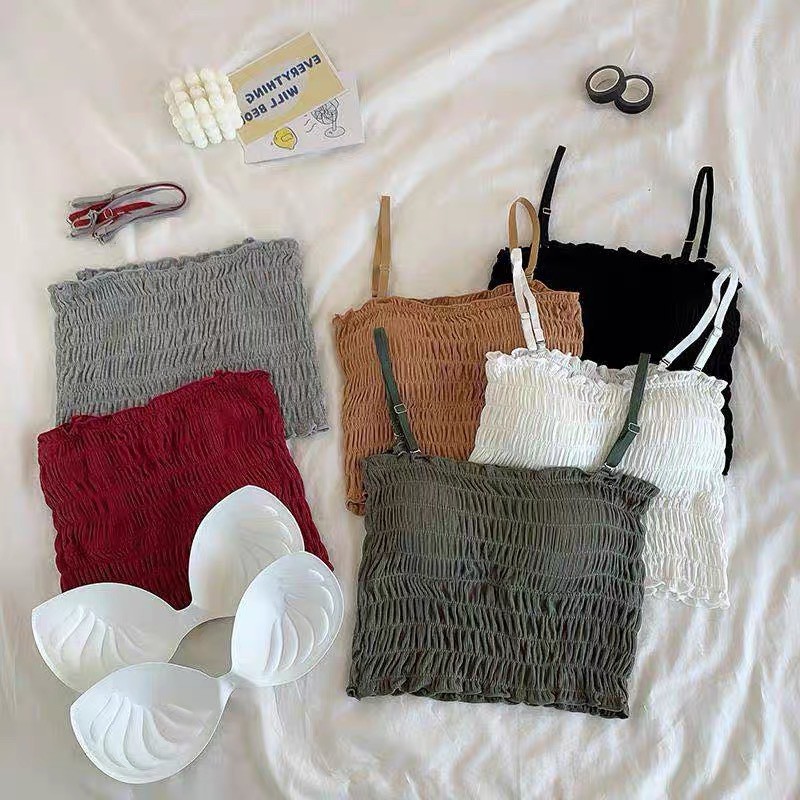 Áo 2 dây gân tăm nhún chun ngực cực xinh cho mùa hè năng động C6854 | BigBuy360 - bigbuy360.vn