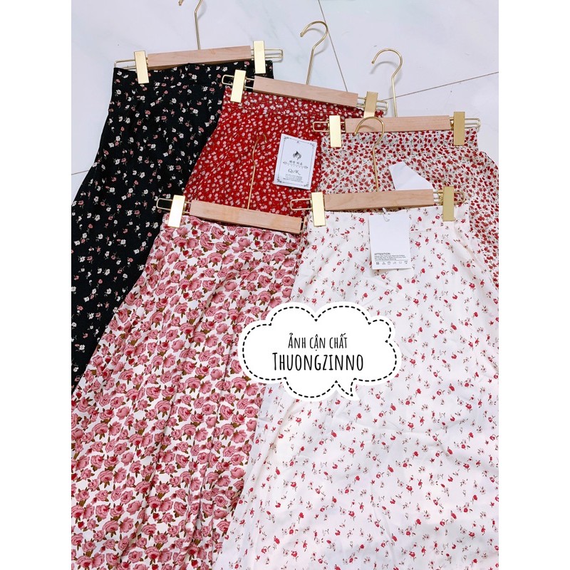 Chân váy hoa hai lớp Hàn Quốc dáng dài vintage loại đẹp - chân váy dài màu đen hoa nhỏ | BigBuy360 - bigbuy360.vn