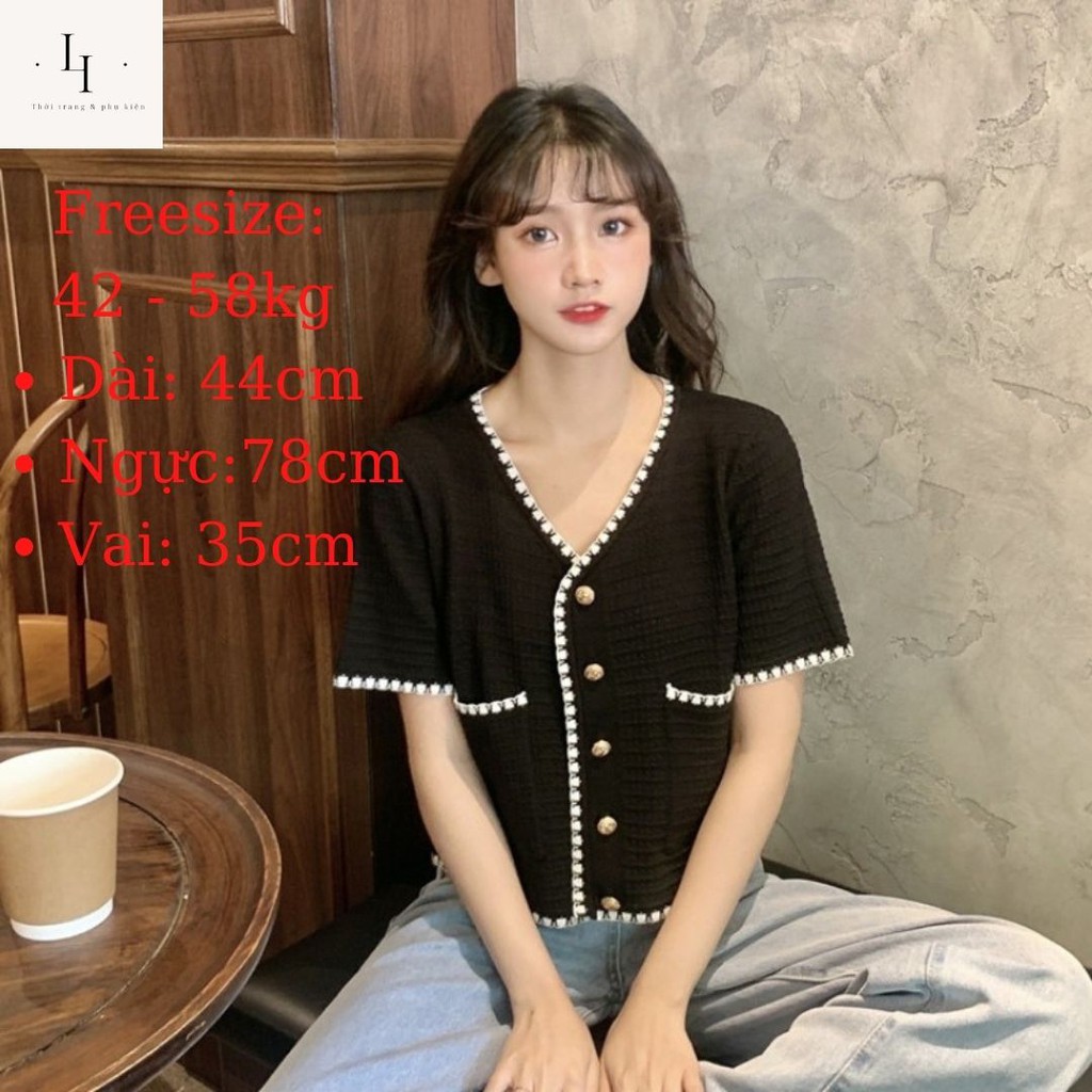 Áo cardigan nữ kiểu croptop dệt kim len mỏng tay ngắn cổ tim chữ V hở eo phong cách thời trang Hàn Quốc cá tính Liaoshop | BigBuy360 - bigbuy360.vn