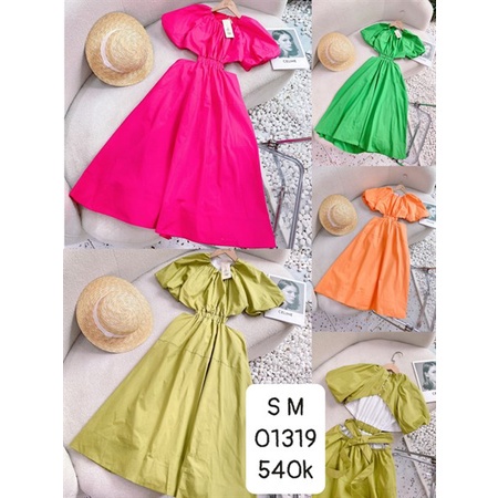 ĐẦM TAY PHỒNG KHOÉT EO - QA01319