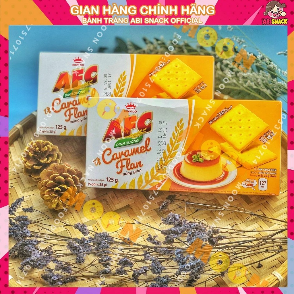 Hộp Bánh Dinh Dưỡng AFC Vị Caramel Flan mỏng giòn tan 125g vị thơm ngon và dưỡng chất tốt cho sức khỏe