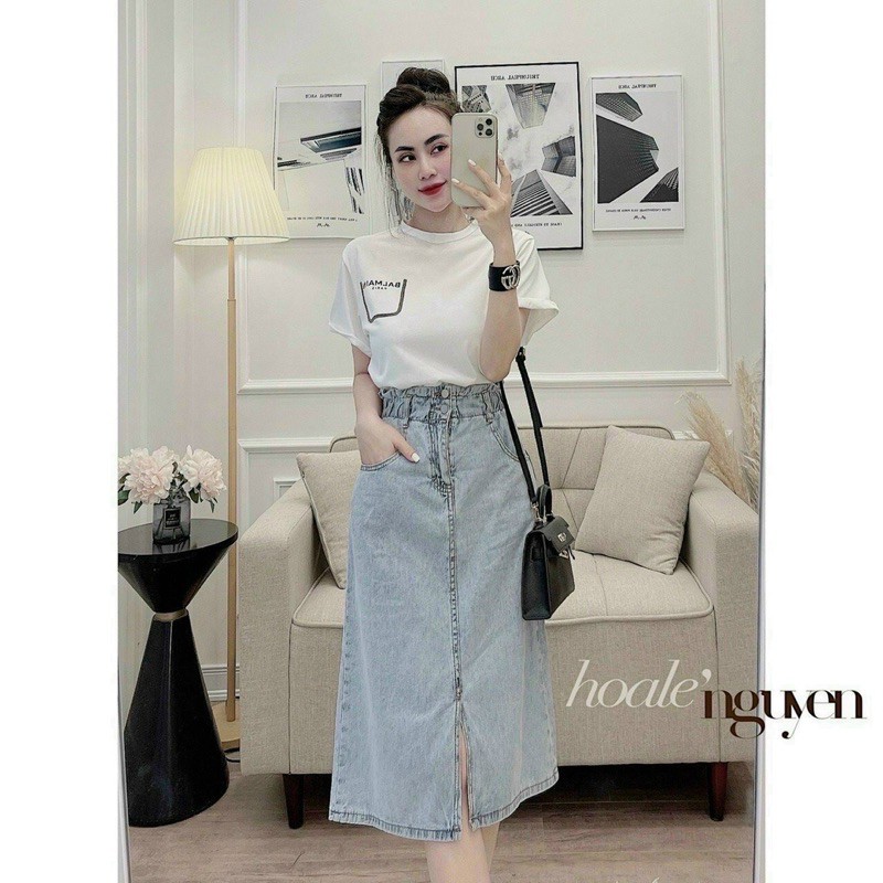 [ Mã FAXANH55 giảm 10K đơn 50K] CVN6- CHÂN VÁY JEAN XẺ XANH BẠC DÀI NỮ | BigBuy360 - bigbuy360.vn